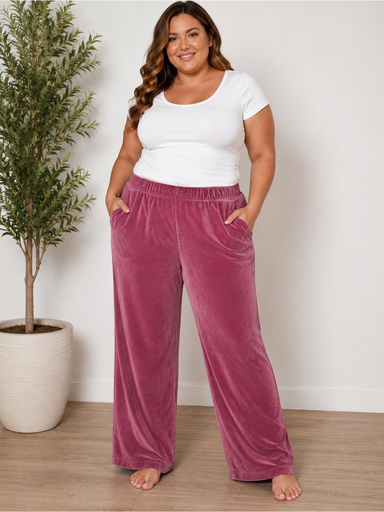 GAP Pants - GAP XL Dusty Rose Velour Lounge Pants Wide Leg Soft Comfy Pockets